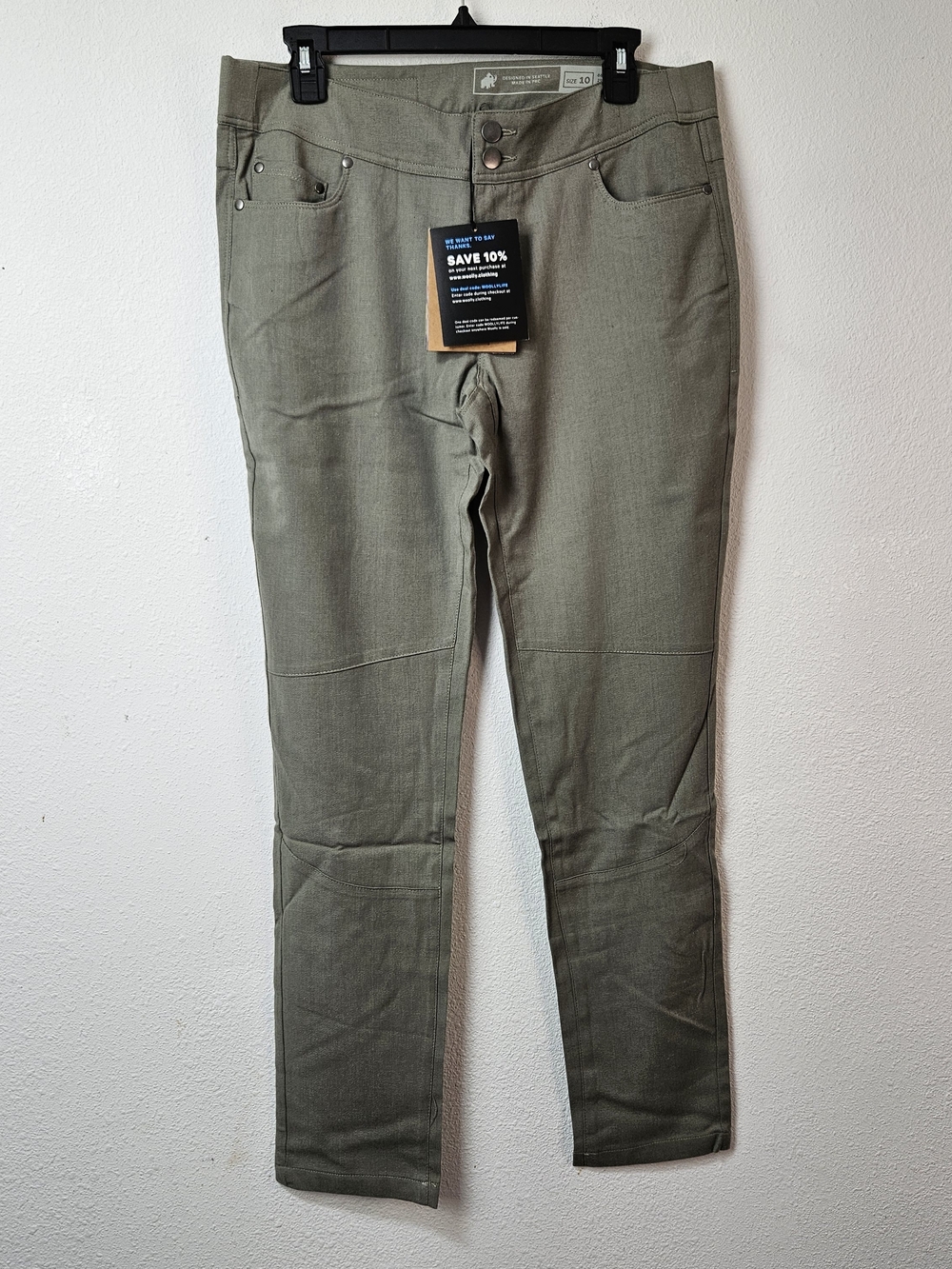 Woolly Seattle Longhaul Light Merino Wool Blend Pants Size 10 New Green